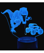 T-Rex Dinosaur Jurassic Park Night Light Lamp 3D Chasing Jeep 7 Color Ch... - $36.60 CAD
