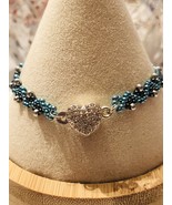 Turquoise Blue Silver Grey Zircon bracelet minimalist thin  NWOT Magneti... - $9.80