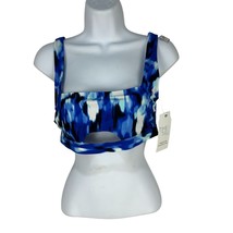 Time And Tru Blue Patterned Swim Top Size Small Adjustable Back Straps - $19.65