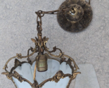 Vintage Brass Beveled Glass Hanging Lantern Pendant Light Spain As Is - $179.90