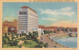 Columbus Ohio OH State Office Building Grounds Scioto River Postcard C57 - £2.36 GBP