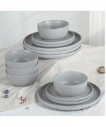FAMIWARE 12 PC DINNERWARE SERVICE FOR 4-MATTE GRAY - $24.75