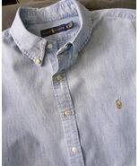 Ralph Lauren Chambray SS Shirt Button Down Shirt Colored Pony Mens XL Ch... - $32.73