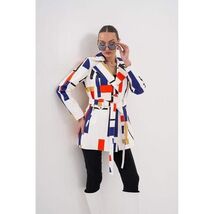 Sienna Abstract Art Leather Women Jacket – Red Navy Edition image 2