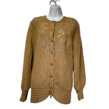 journal hong kong gold embellished button mohair knit cardigan sweater S... - $39.59