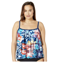 Maxine Of Hollywood Women&#39;s size 10 Tiered Ruffle Tankini Swimsuit Top F... - £28.76 GBP
