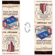 Vintage Matchbook Cover Hotel Sherman Chicago IL 1940s red white blue rooms - £7.43 GBP