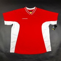 Nuovo Diadora T Shirt Jersey Giovani L Rosso Bianco V collo a Righe Calc... - $14.00