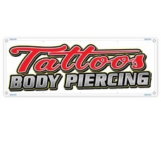 Tattoos Body Piercing Clearance Banner Advertising Vinyl Flag Sign Inv - £44.59 GBP