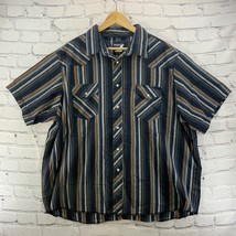 Wrangler Western Shirt Pearl Snap Striped Mens Sz 2XL Short Sleeve - £15.56 GBP