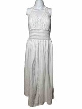 Sea spice Dress Women&#39;s Large White Embroidery Smocked Resort Wear Beach Boho - £18.14 GBP