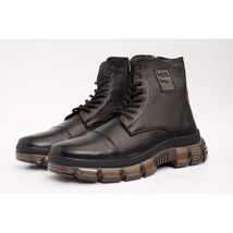The Ottova Black Leather Lace-Up Sneaker Men Boot with a Zipper image 2