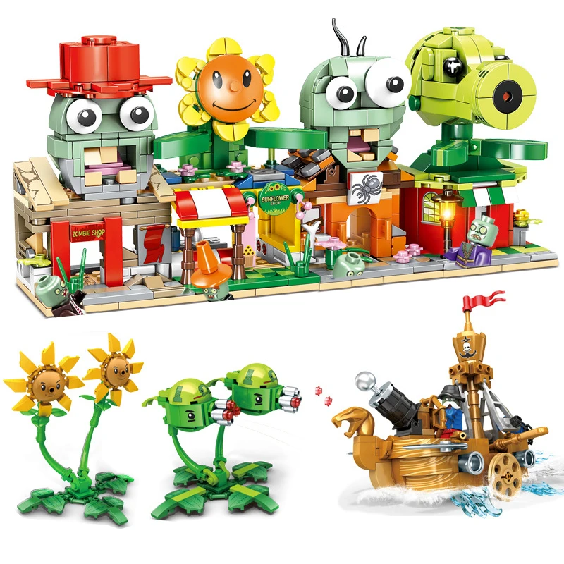 4 In1 Plants vs Zombie Building Block Sets Hot Game Figure Obstacle Pirate - £31.64 GBP+