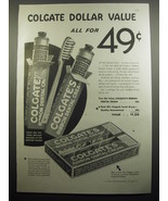 1933 Colgate Dental Cream and Toothbrush Ad - Colgate Dollar Value all f... - $18.49