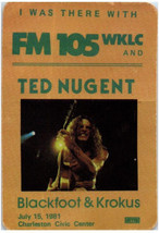 Ted Nugent Cloth Back Stage Pass July 15 1981 Charleston South Carolina - $39.59