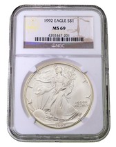 1992 Silber American Eagle Ausgewählten Von PCGS As MS-69 - £71.20 GBP