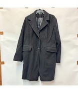 Laundry Womens XL Black Faux Wool Button Up Knotched Collar Coat PREOWNE... - $78.39