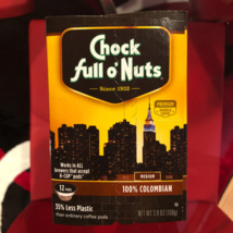 CHOCK FULL OF NUTS 100% COLOMBIAN MEDIUM KCUPS 12CT - $14.99