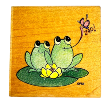 Vintage Stampendous Pair Frogs A Fly Zap Lilly Pad Rubber Stamp UF004 - $9.99