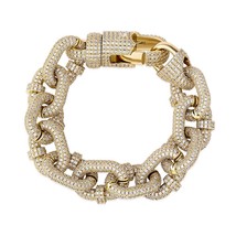 17mm Miami Cuban Chain Bracelet High Quality Micro Pave Iced Out Cubic Zirconia  - £186.63 GBP