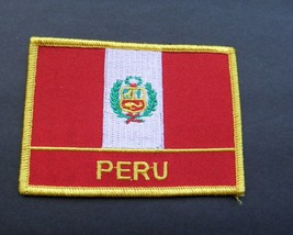 PERU INTERNATIONAL COUNTRY FLAG EMBROIDERED PATCH 3.5 x 2.5 inches - £4.28 GBP