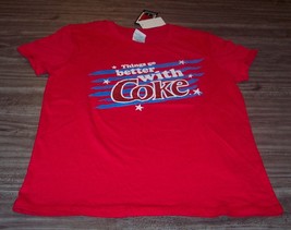 WOMEN&#39;S TEEN THINGS GO BETTER WITH COCA-COLA COKE T-shirt MEDIUM NEW w/ TAG - £15.64 GBP