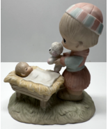 Precious Moments Figurine Christmas Is A Time To Share Shephard Boy &amp; Ba... - $22.76