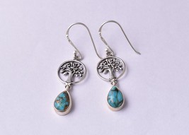 Hecho a Mano Precioso Colgante Pendientes Plata de Ley Turquesa Gemas Día Regalo - £44.51 GBP