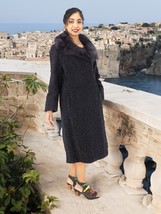 Black Persian Lamb Curly Lamb Coat With Mink Collar Excellent M/L Fast Shipping - £238.13 GBP