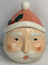 Decorative Pink Christmas Jar, Santa&#39;s head with a removable hat lid - £12.62 GBP