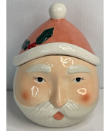 Decorative Pink Christmas Jar, Santa&#39;s head with a removable hat lid - £12.42 GBP