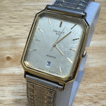 Vintage Orient VX Quartz Watch Men Gold Tone Rectangle Stretch Band New ... - £25.25 GBP
