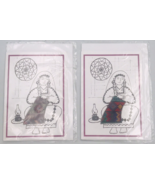 2 Embroidered Art Greeting Cards by Noelle Shawa Deaf Womens Group w/ Bl... - £11.01 GBP
