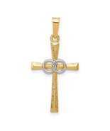 14K Two Tone Gold Double Ring Wedding Cross Pendant - $378.72 CAD