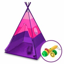 Teepee Tent for Kids - Happy Hut Kids Play Tent w/ Safari Projector / Tote  - £29.40 GBP