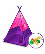 Teepee Tent for Kids - Happy Hut Kids Play Tent w/ Safari Projector / Tote  - £29.53 GBP