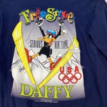 Looney Tunes Shirt Mens XLDaffy Duck Vintage 90s Olympics Skiing Blue USA - £23.04 GBP