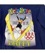 Looney Tunes Shirt Mens XLDaffy Duck Vintage 90s Olympics Skiing Blue USA - $29.30