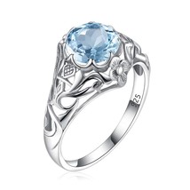 8*8mm Elegant Garnet Rings 925 Silver Women&#39;s Jewelry Round Red Gemstone Banquet - £42.93 GBP
