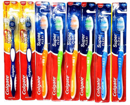 6 Soft 2 Medium Colgate Super Flexi Toothbrushes Superior Clean Random Colors - $29.99