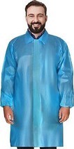 10ct Blue Polypropylene Disposable Lab Coats 40 gsm 41&quot; Long 2XL /w Hook... - £25.54 GBP