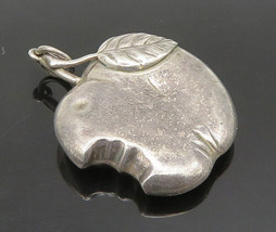 925 Sterling Silver - Vintage Hollow Bitten Apple Fruit Pendant - PT20287 - £28.35 GBP