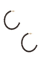 Rhinestone Bead Open Hoop Post Earring Black - £9.08 GBP+