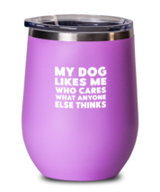 Dog Lover Wine Glass My Dog Likes Me Pink-WG  - £22.02 GBP