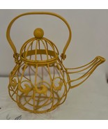 Vintage Country Farmhouse Yellow Coated Metal Tea Pot Candle or Plant Ho... - €12,73 EUR
