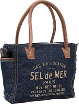 Sel De Mer Upcycled Canvas Hand Bag Upcycled Canvas &amp; Cowhide Tote Bag - £43.72 GBP