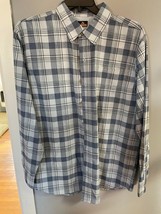 Ridgecut Men&#39;s Long Sleeve Dobby Plaid Button Down Shirt, Blue Plaid, NEW - $19.99