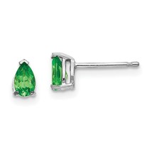 0.50 Ct Pear Cut Green Emerald Women&#39;s Stud Earrings 14k White Gold Finish - £69.15 GBP