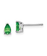 0.50 Ct Pear Cut Green Emerald Women&#39;s Stud Earrings 14k White Gold Finish - $85.99