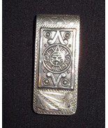 Men's MONEY CLIP Vintage Aztec Design in Sterling Silver - MEXICO - 23 grams - $75.00